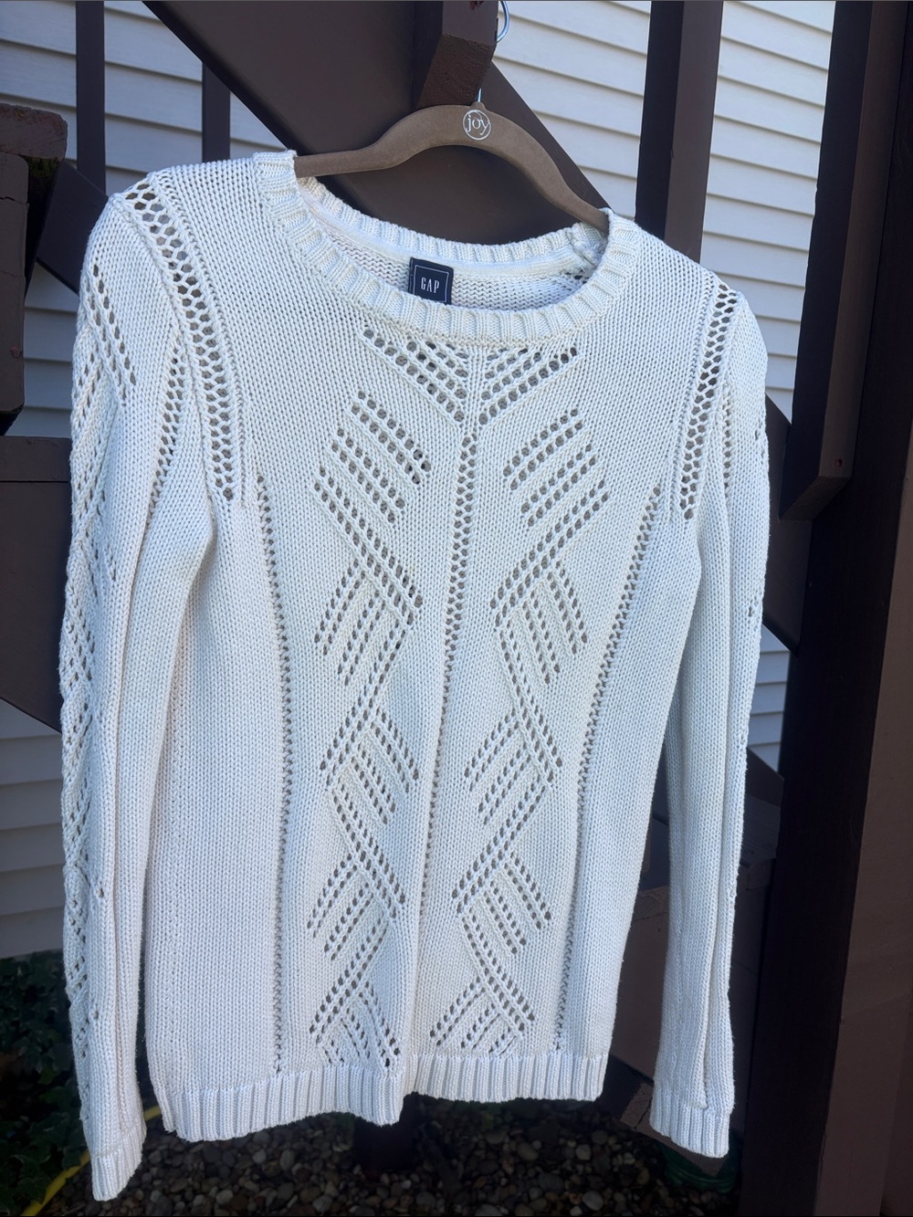 GAP Open-Stitch Scoopneck Sweater in White/Cream Women’s Small